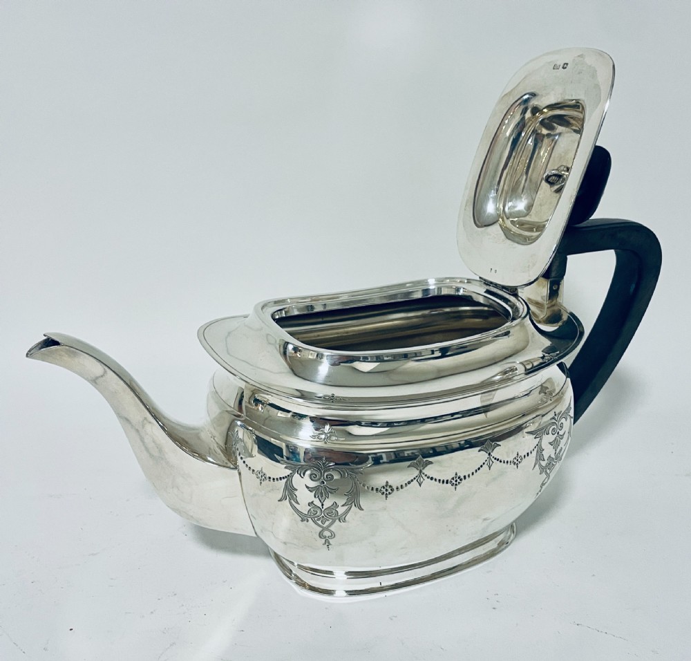 Antique Three Piece Silver Tea Set View XX
