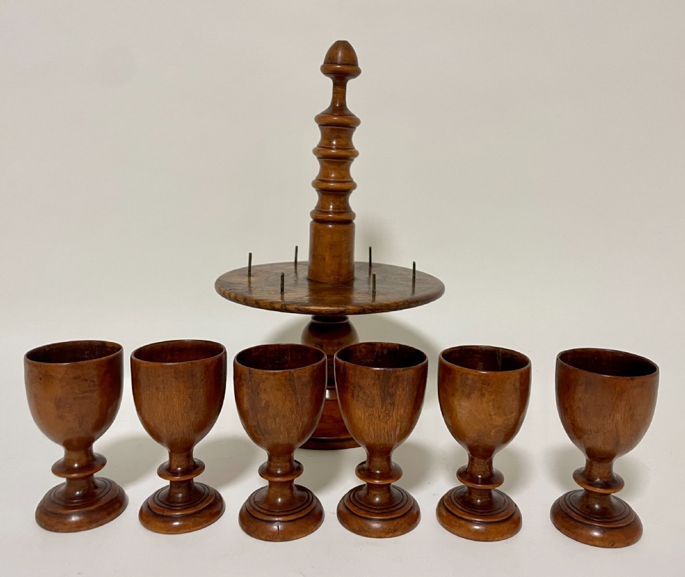 Antique Treen Egg Cup Set View VIII