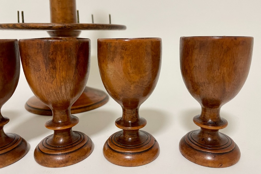 Antique Treen Egg Cup Set View IX