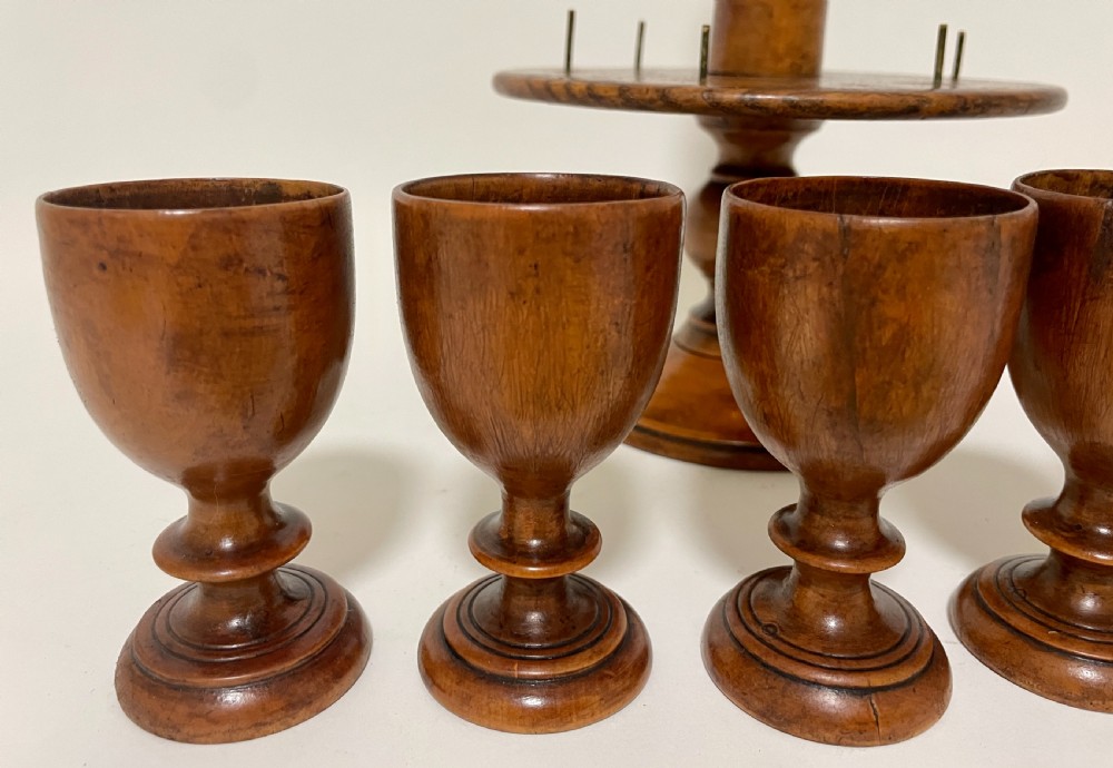 Antique Treen Egg Cup Set View X