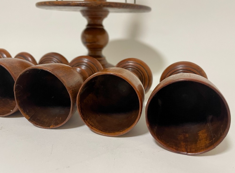 Antique Treen Egg Cup Set View XII