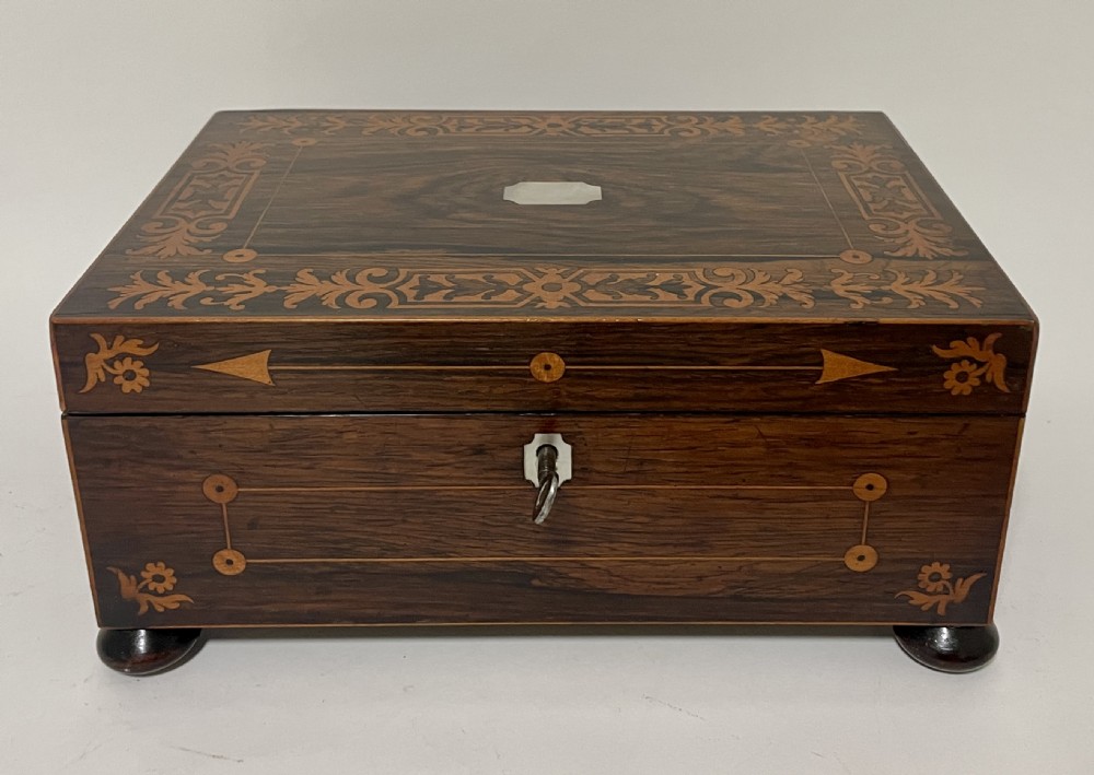 Victorian Rosewood Inlaid Trinket Box