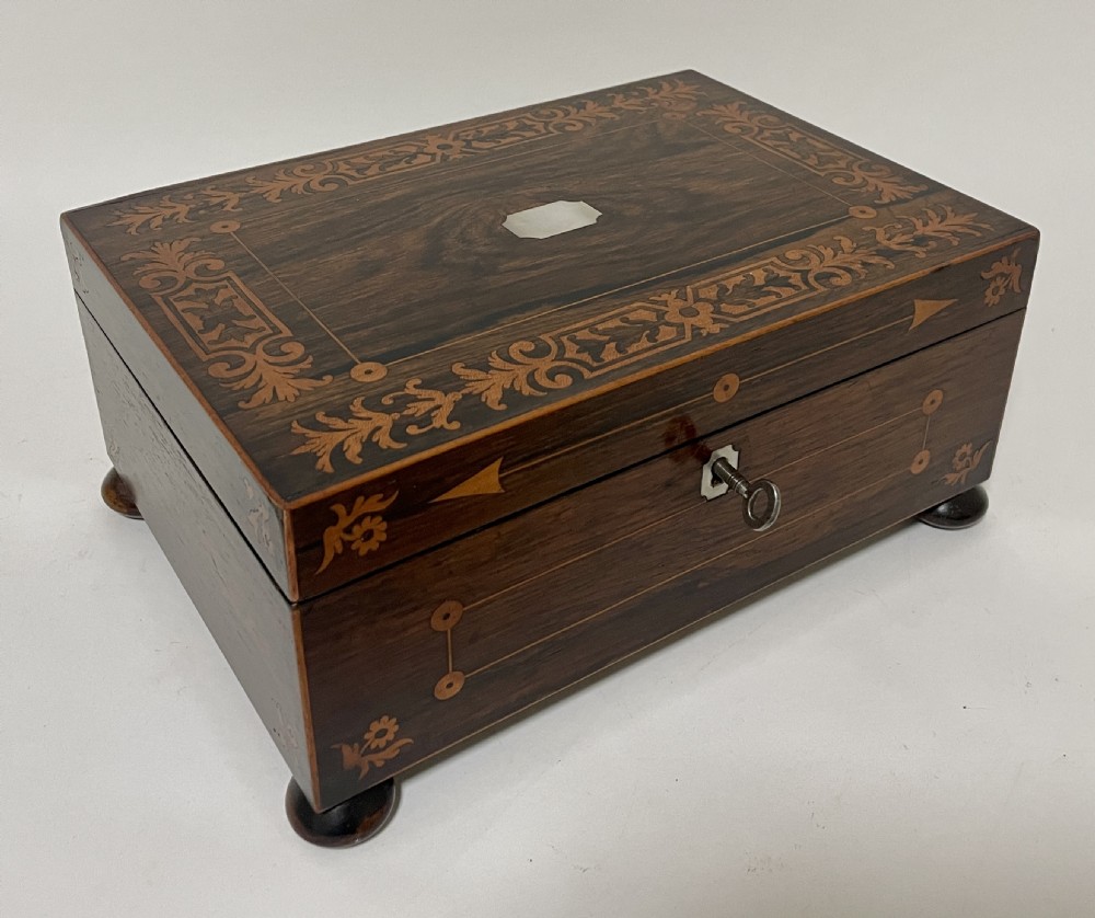 Victorian Rosewood Inlaid Trinket Box View IX