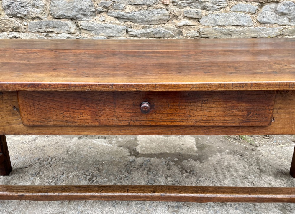 Antique French Chestnut Farmhouse Table View XI