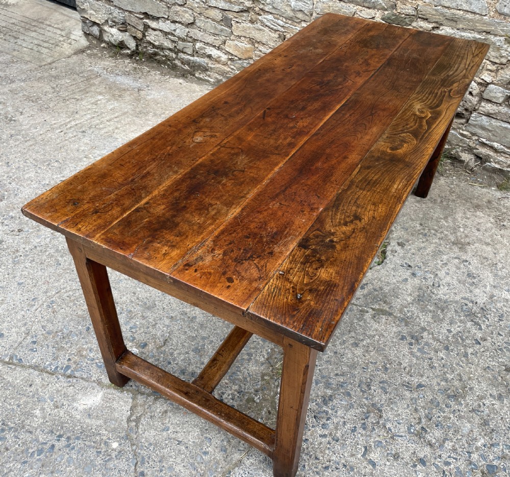 Antique French Chestnut Farmhouse Table View XIX