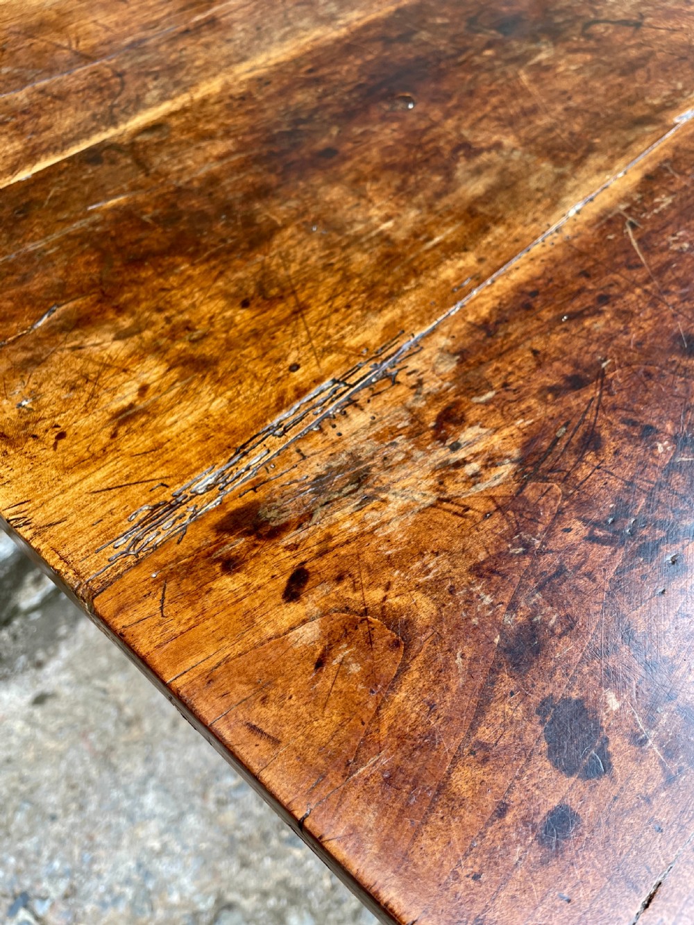 Antique French Chestnut Farmhouse Table View XXX