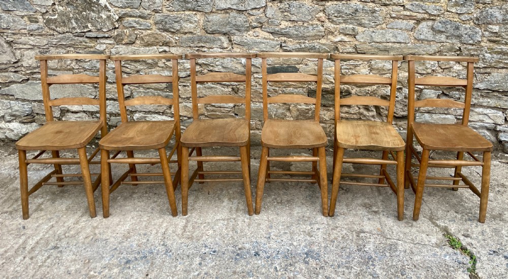 Set of Six Antique Chapel Chairs View III