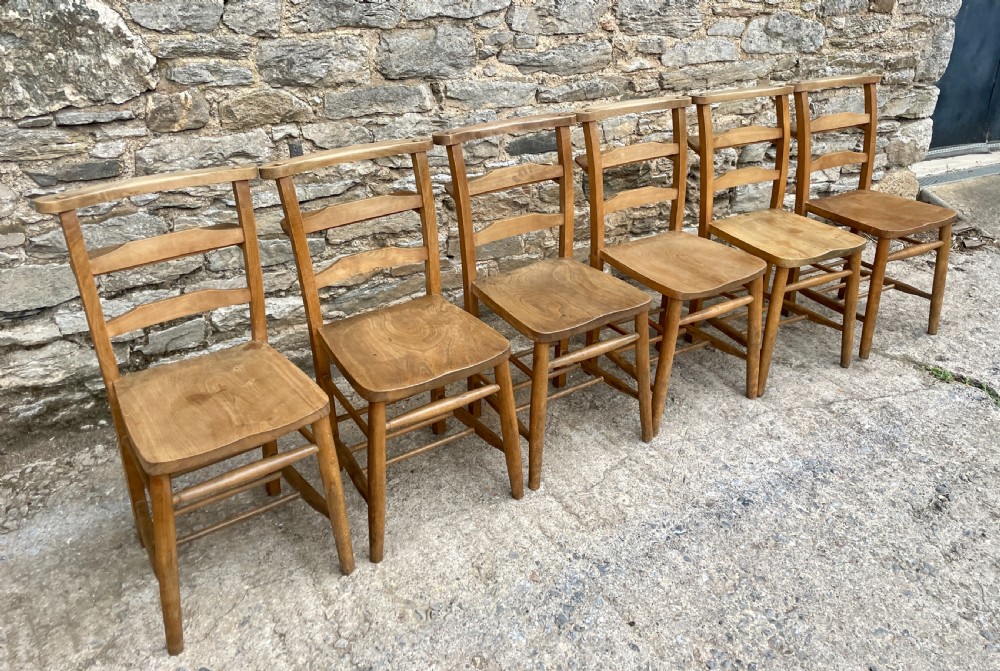 Set of Six Antique Chapel Chairs View V