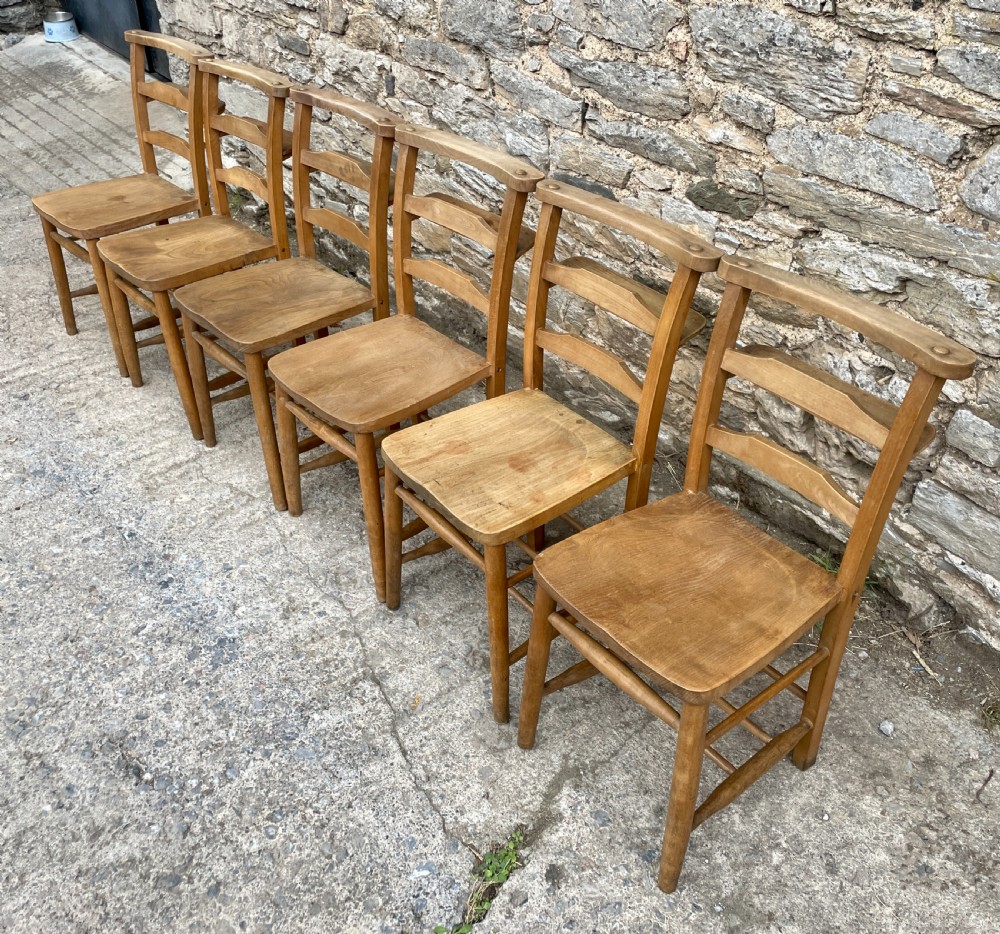 Set of Six Antique Chapel Chairs View VI