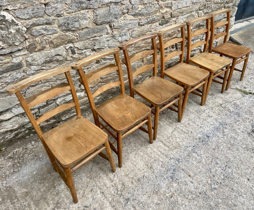 Set of Six Antique Chapel Chairs View IX