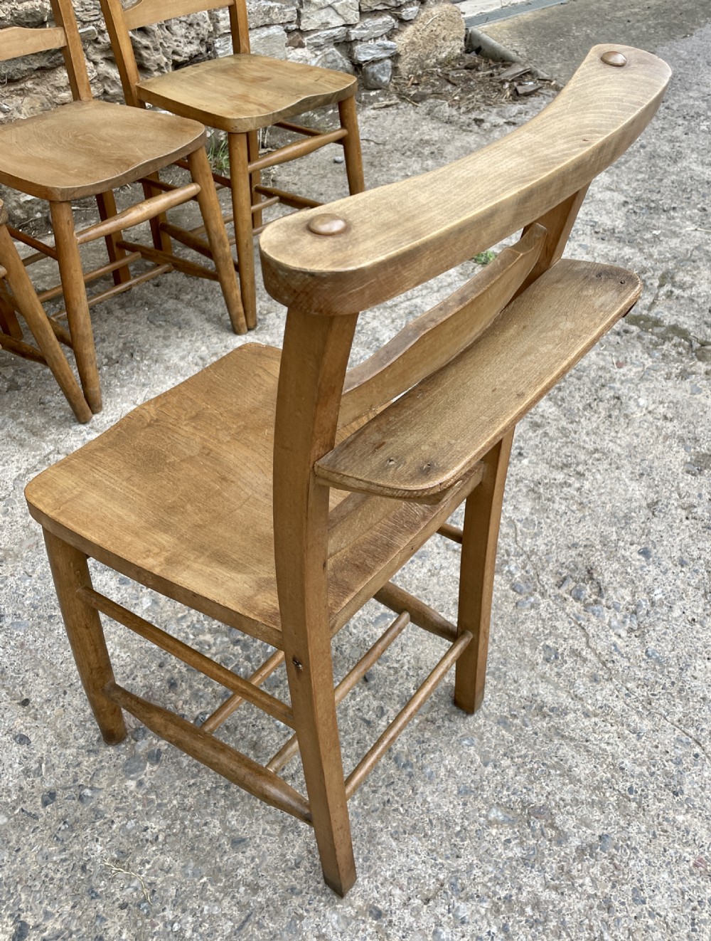 Set of Six Antique Chapel Chairs View XI