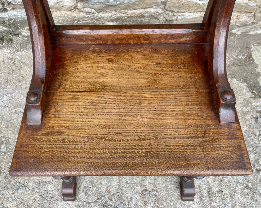 Victorian Oak Gothic Style Church Chair View III