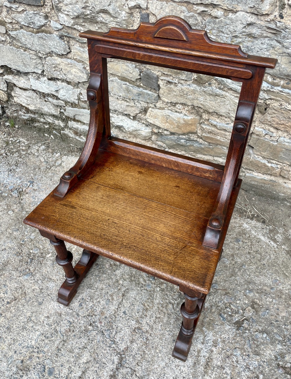 Victorian Oak Gothic Style Church Chair View XVI