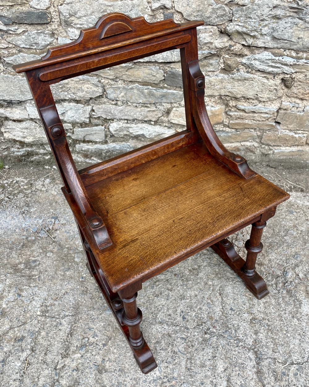 Victorian Oak Gothic Style Church Chair View XVIII
