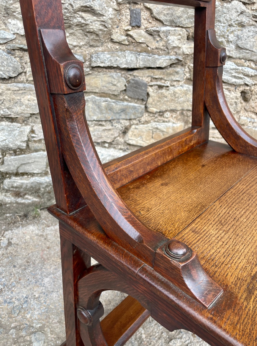 Victorian Oak Gothic Style Church Chair View XIX
