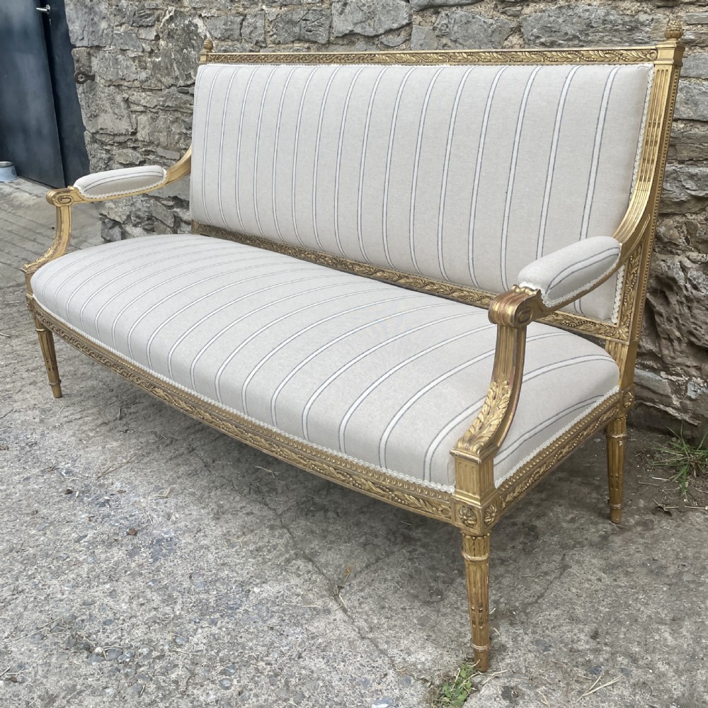 Antique French Giltwood Settee View IX