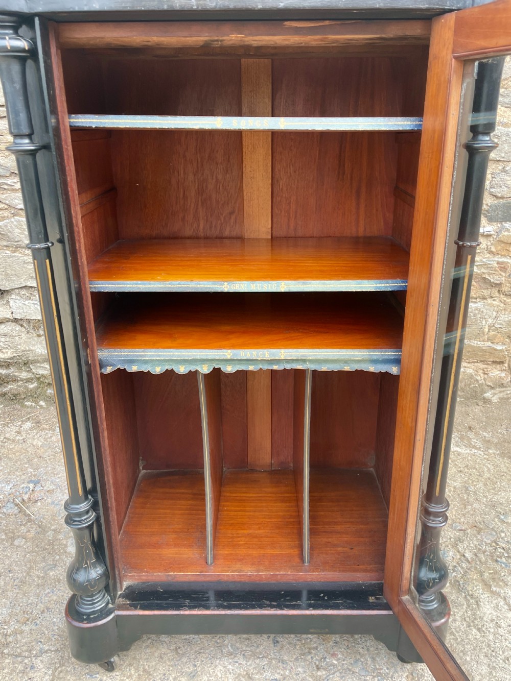 Victorian Aesthetic Style Ebonised Music Cabinet View XV
