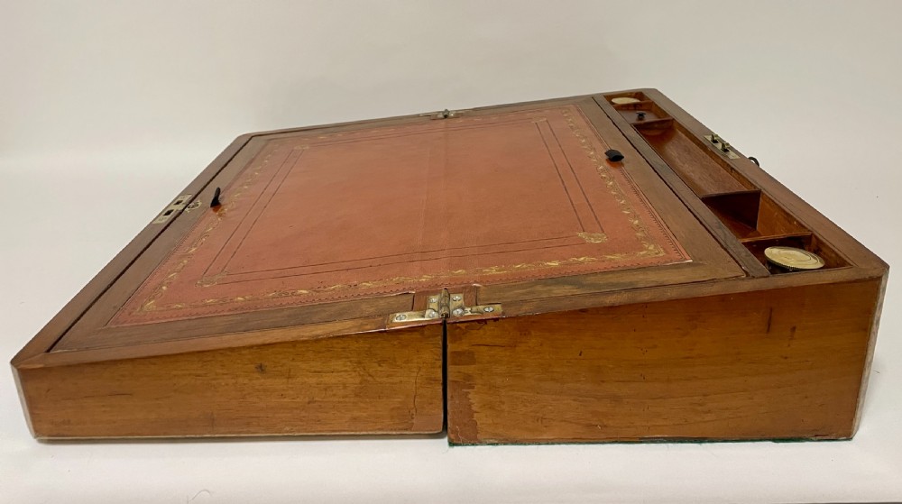 Victorian Walnut Tunbridge Ware Writing Slope with Secret Drawers View X