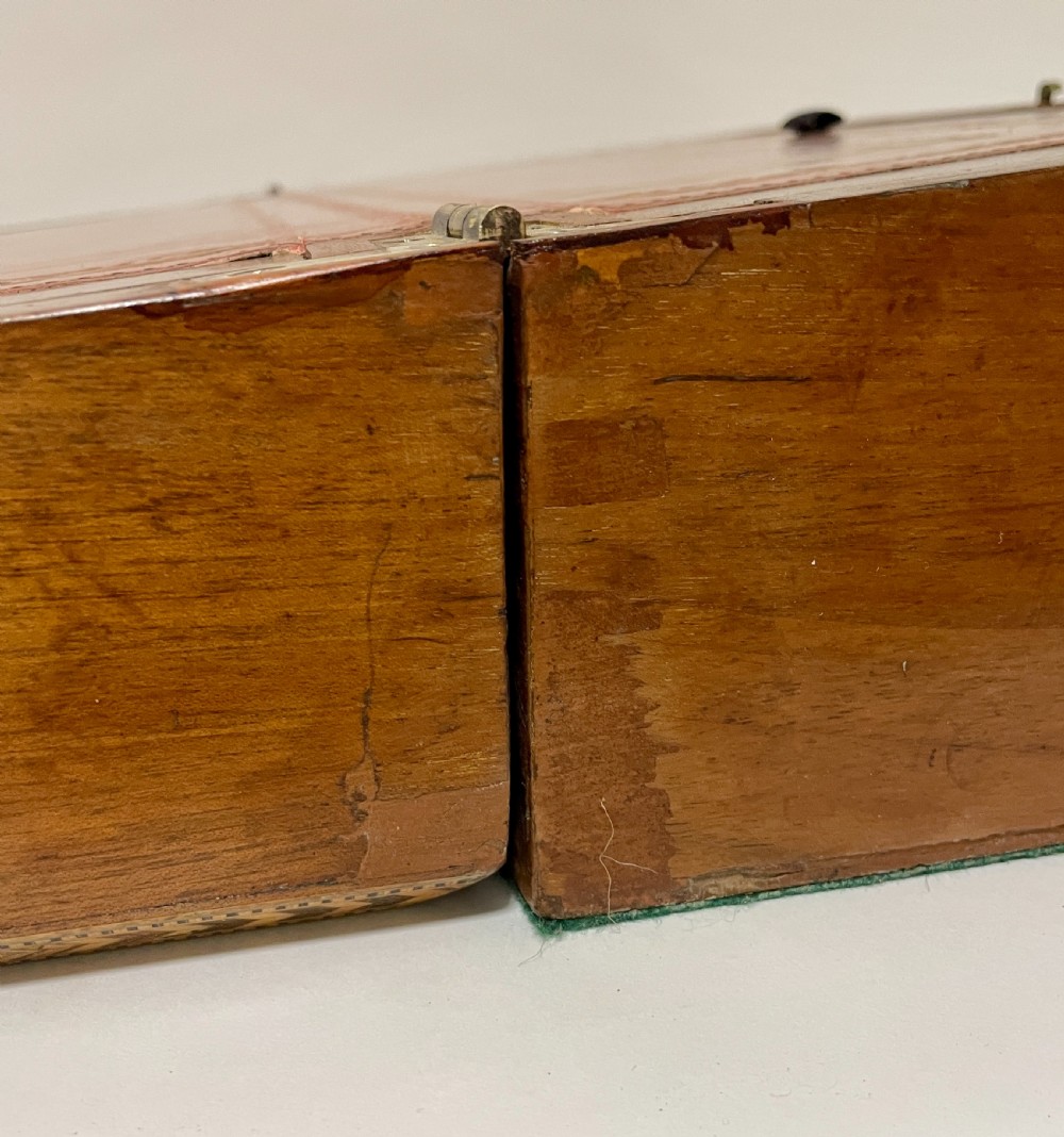 Victorian Walnut Tunbridge Ware Writing Slope with Secret Drawers View XI