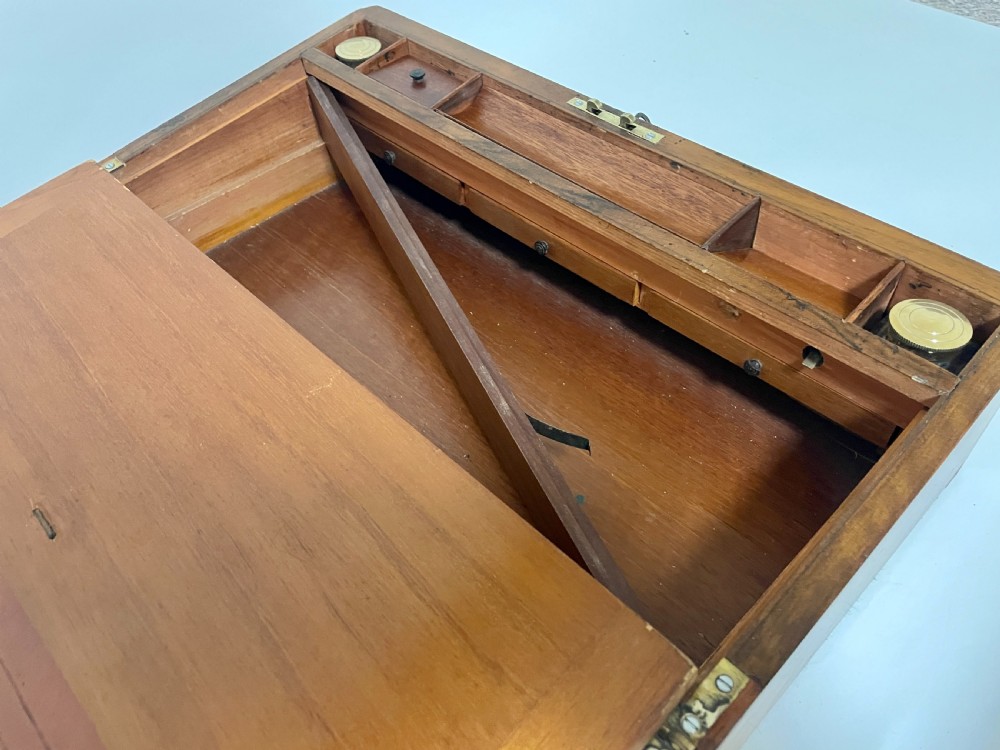 Victorian Walnut Tunbridge Ware Writing Slope with Secret Drawers View XII