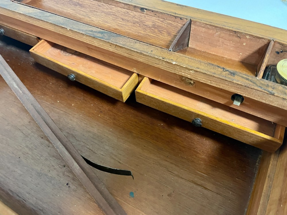 Victorian Walnut Tunbridge Ware Writing Slope with Secret Drawers View XIII