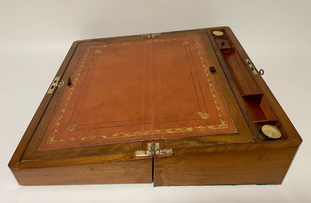 Victorian Walnut Tunbridge Ware Writing Slope with Secret Drawers View XVII