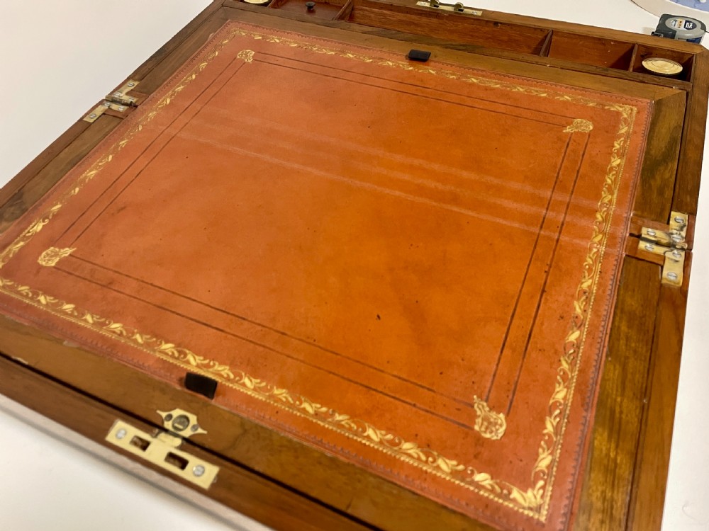 Victorian Walnut Tunbridge Ware Writing Slope with Secret Drawers View XVIII