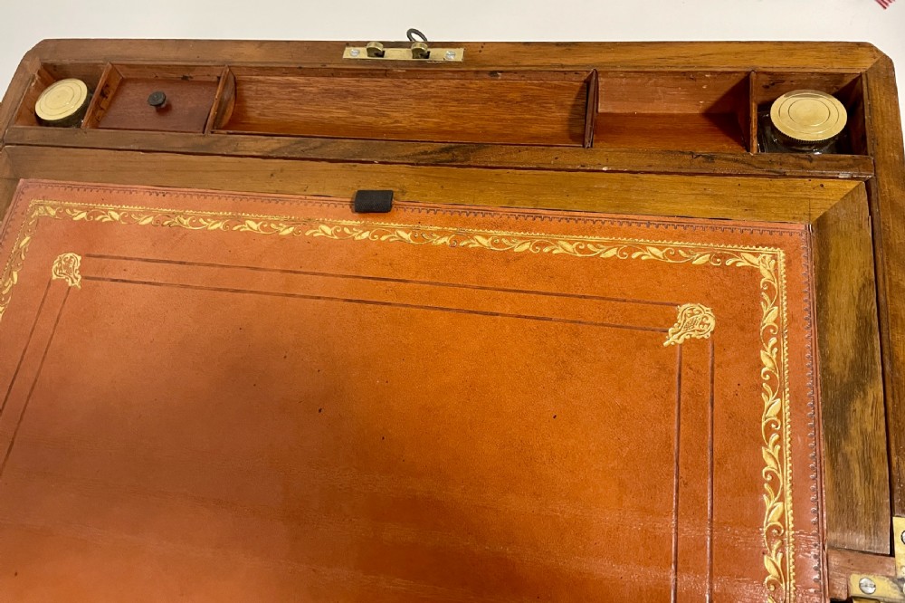 Victorian Walnut Tunbridge Ware Writing Slope with Secret Drawers View XIX