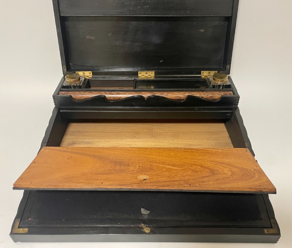 Antique Anglo-Indian Ebony Writing Slope View XIX