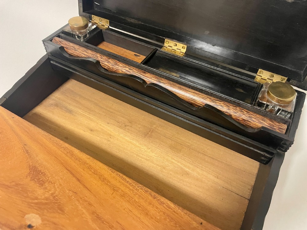 Antique Anglo-Indian Ebony Writing Slope View XX