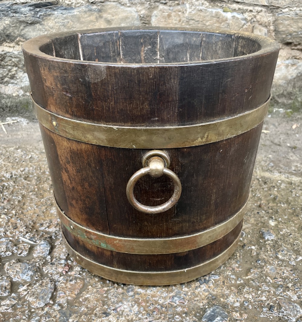 Antique Coopered Planter made from the Teak of HMS Iron Duke View IV