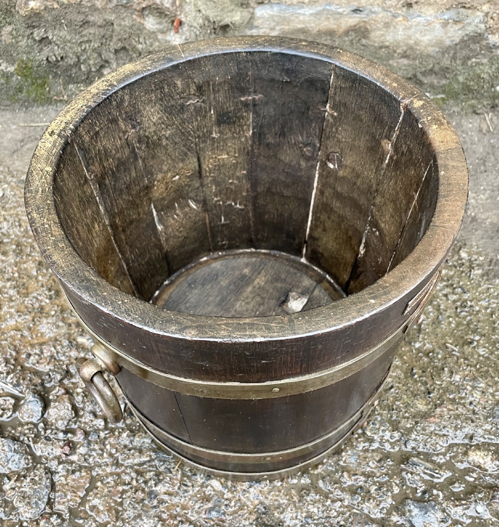 Antique Coopered Planter made from the Teak of HMS Iron Duke View IX