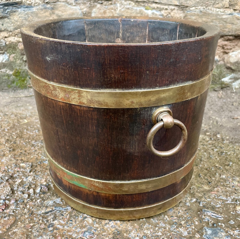 Antique Coopered Planter made from the Teak of HMS Iron Duke View XI
