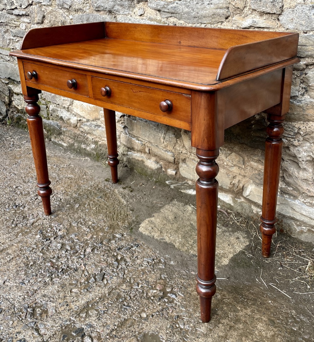 Victorian Mahogany Two Drawer Side Table View V