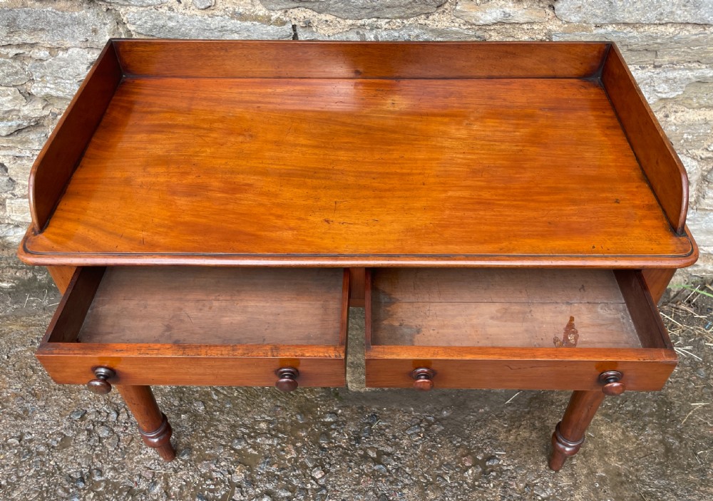 Victorian Mahogany Two Drawer Side Table View X