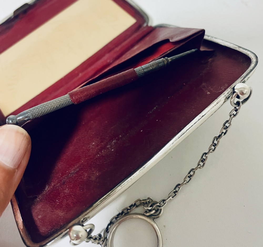 Antique Silver Calling Card Chatelaine View XVIII