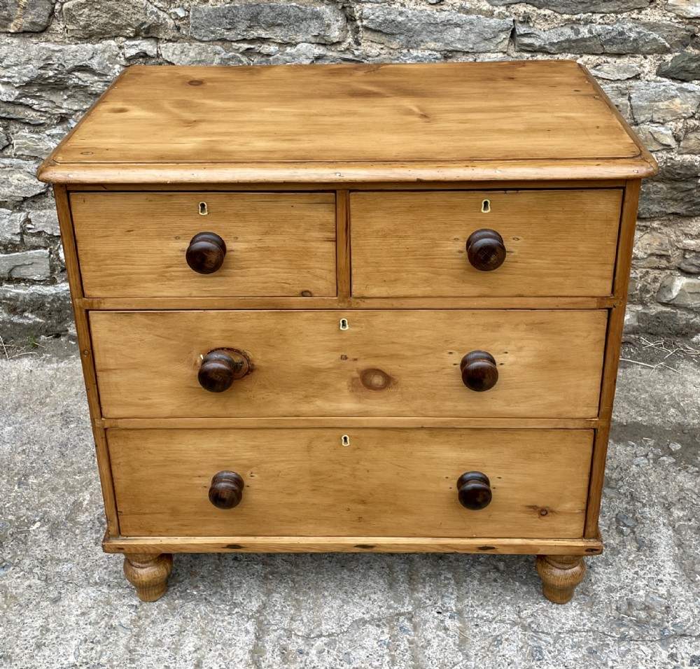 Small Antique Stripped Pine Chest of Drawers