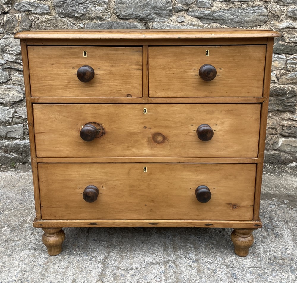 Small Antique Stripped Pine Chest of Drawers View III