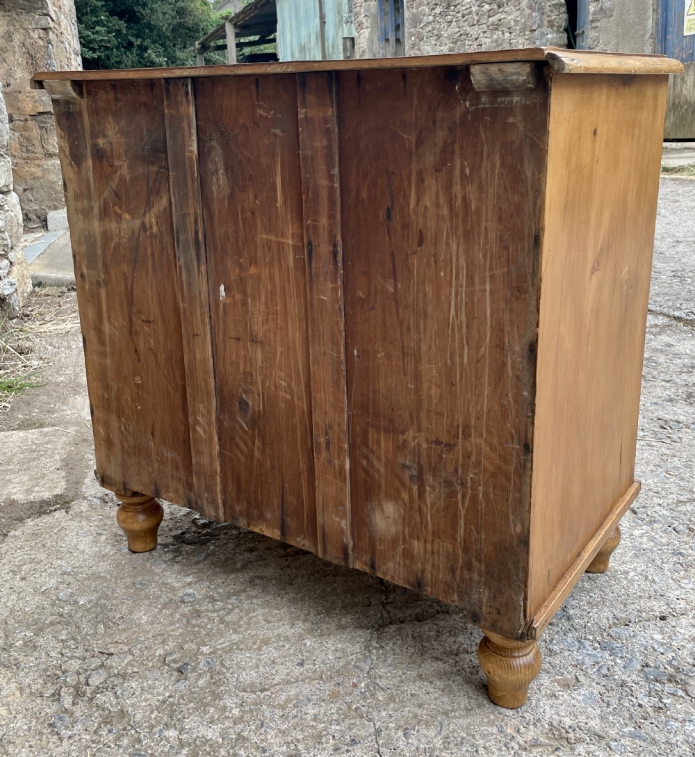 Small Antique Stripped Pine Chest of Drawers View X