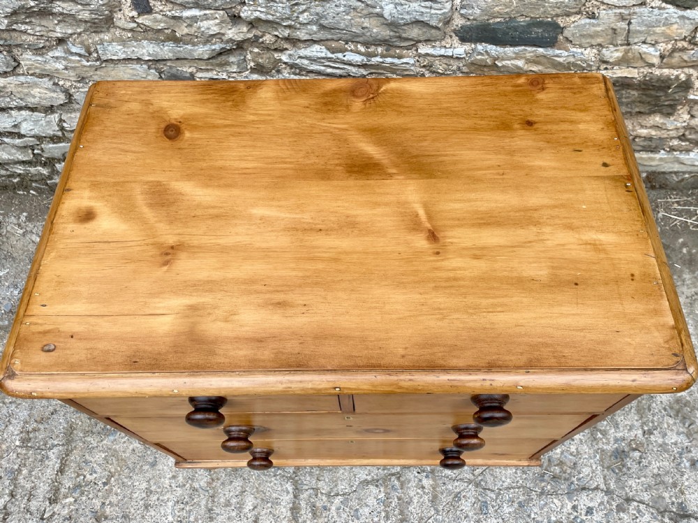 Small Antique Stripped Pine Chest of Drawers View XII