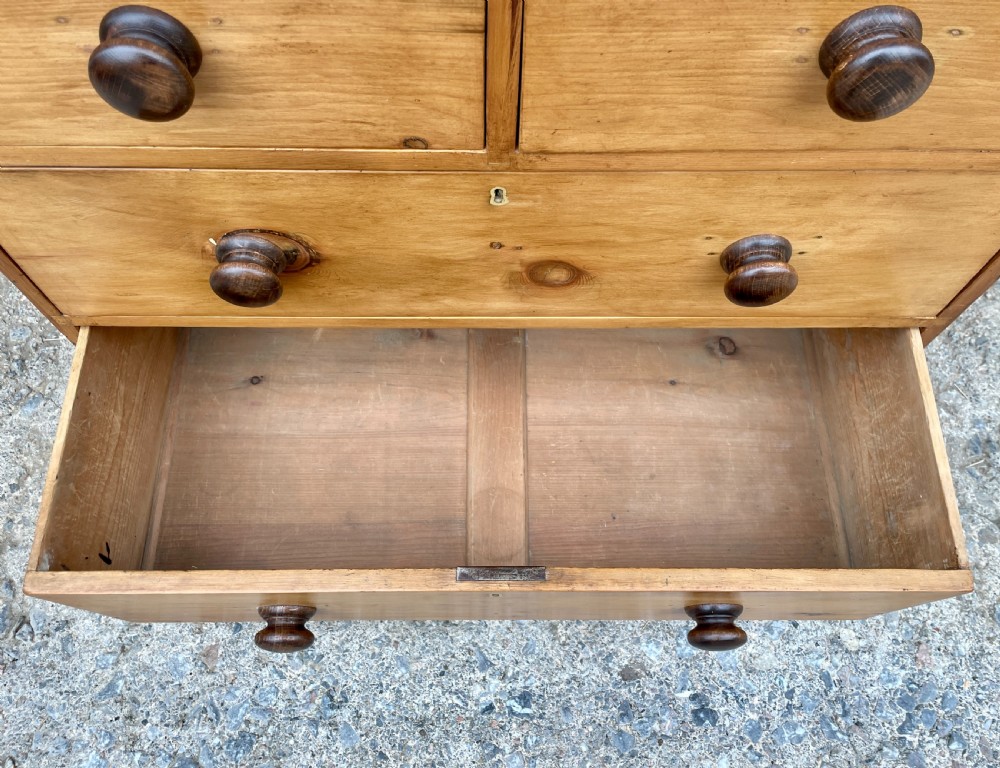Small Antique Stripped Pine Chest of Drawers View XIII