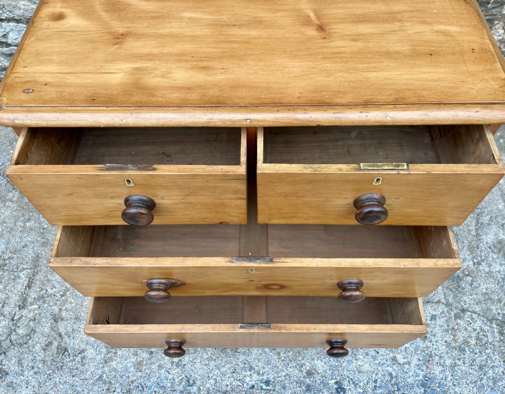 Small Antique Stripped Pine Chest of Drawers View XIV