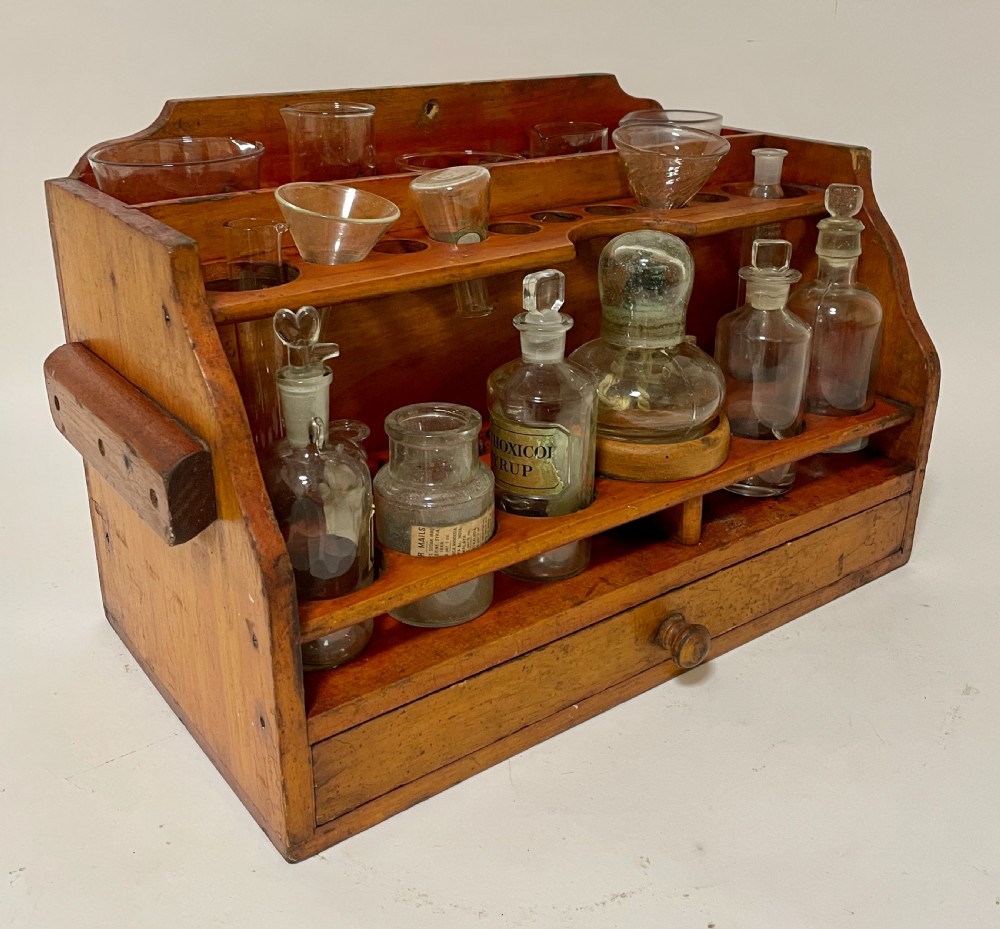 Antique Pine Apothecary Laboratory Stand View VII