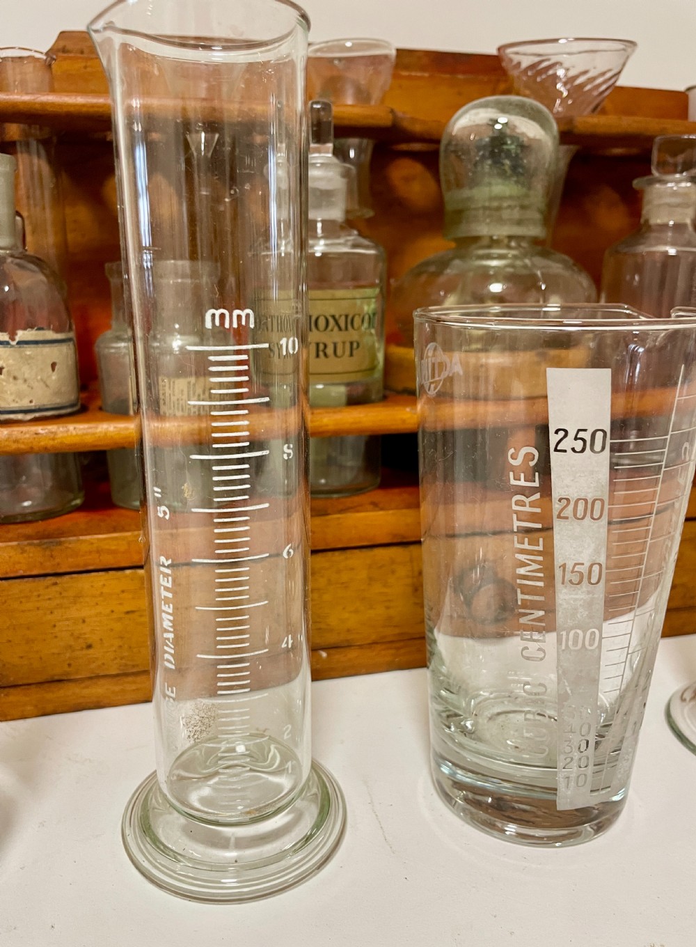 Antique Pine Apothecary Laboratory Stand View XX