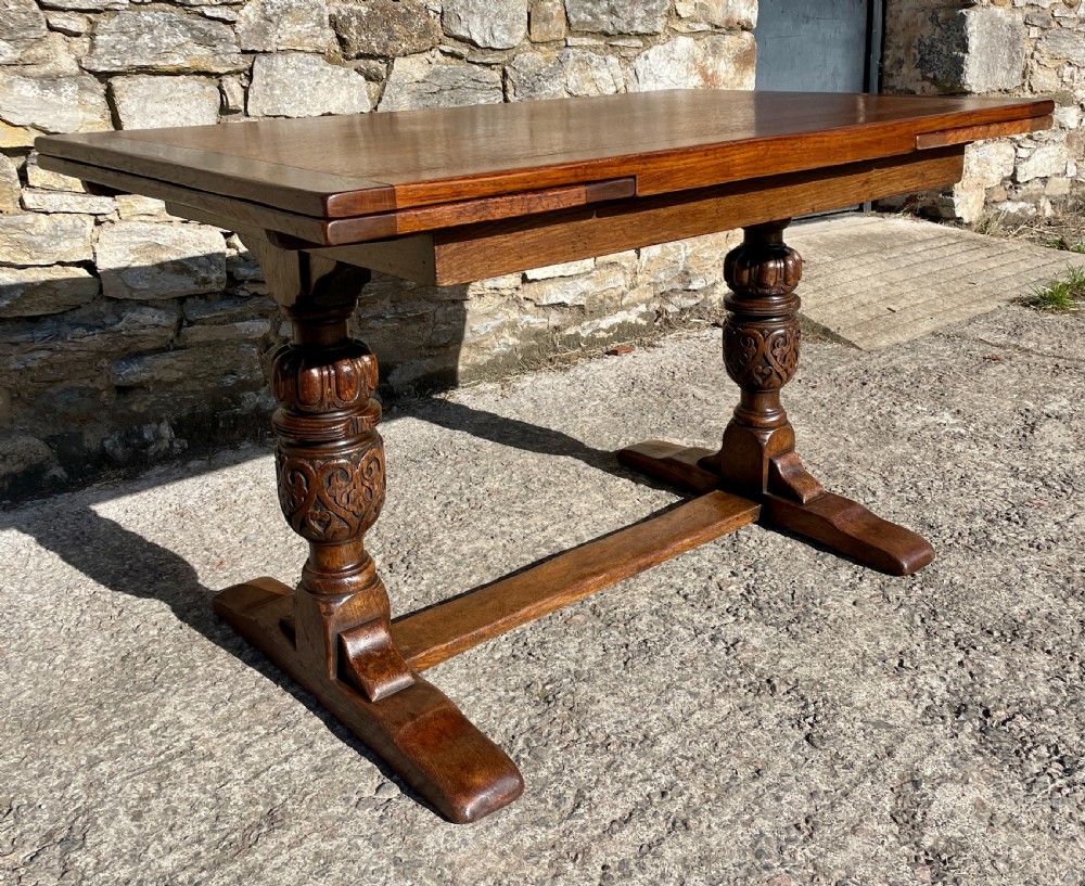 Antique Oak Draw Leaf Dining Table View II