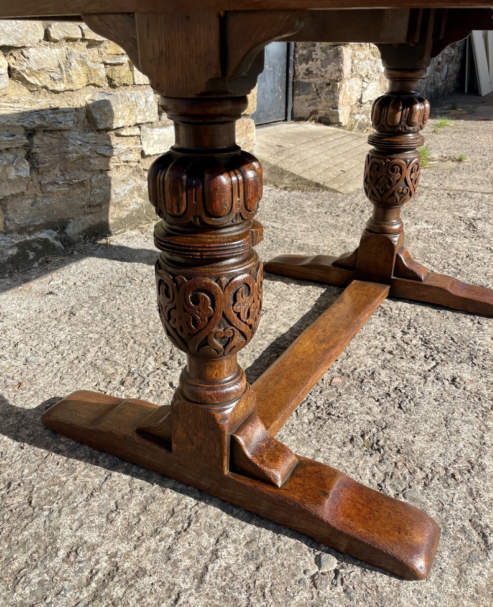 Antique Oak Draw Leaf Dining Table View III