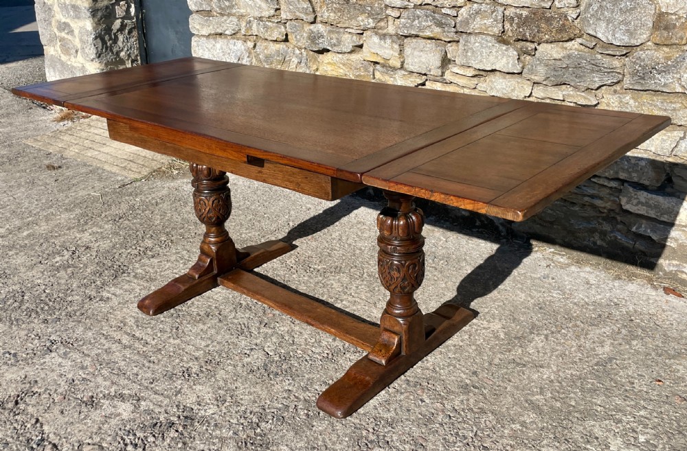 Antique Oak Draw Leaf Dining Table View V