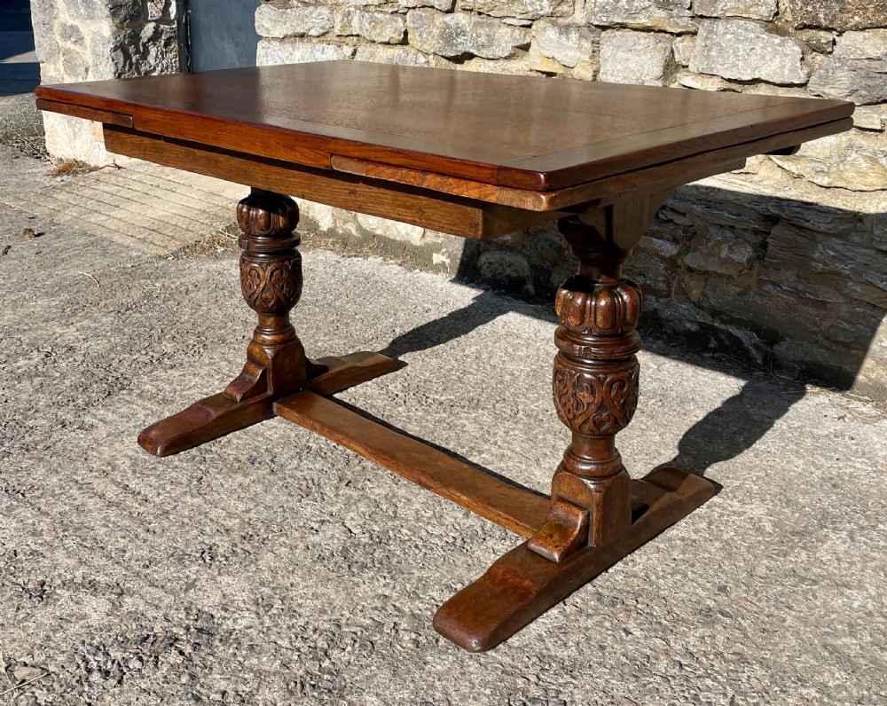 Antique Oak Draw Leaf Dining Table View X