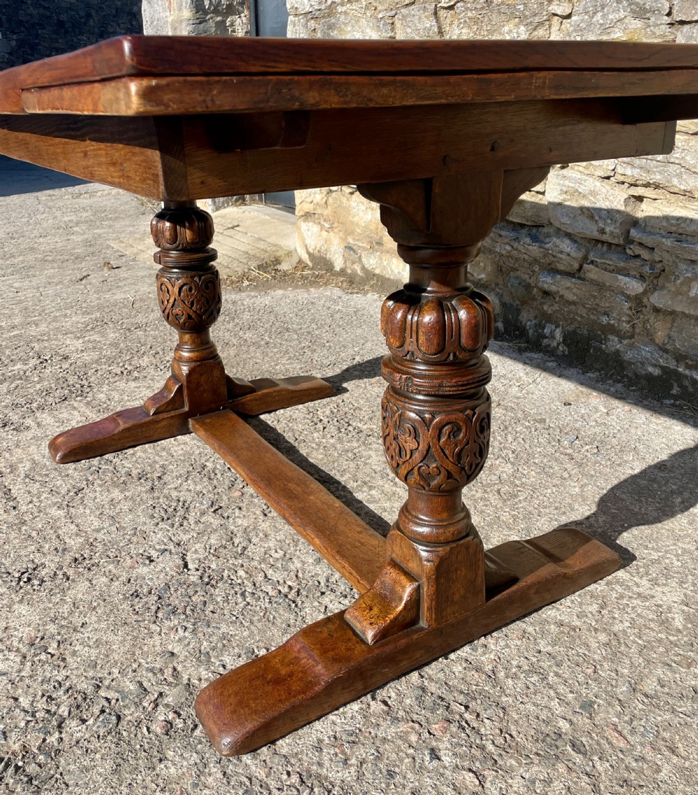 Antique Oak Draw Leaf Dining Table View XIII