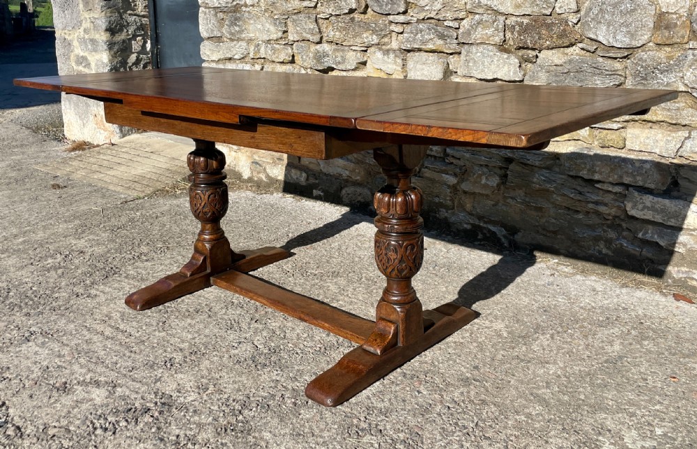Antique Oak Draw Leaf Dining Table View XV